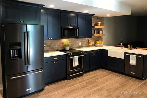 blue cabinets with stainless steel appliances|best stainless steel cabinet colors.